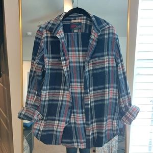 Vintage Old Navy Men's Blue Flannel